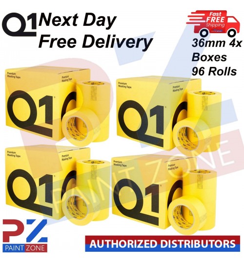 4X Q1 MASKING TAPE PREMIUM AUTOMOTIVE 110c 36mm x 50mm - NEXT DAY FREE DELIVERY